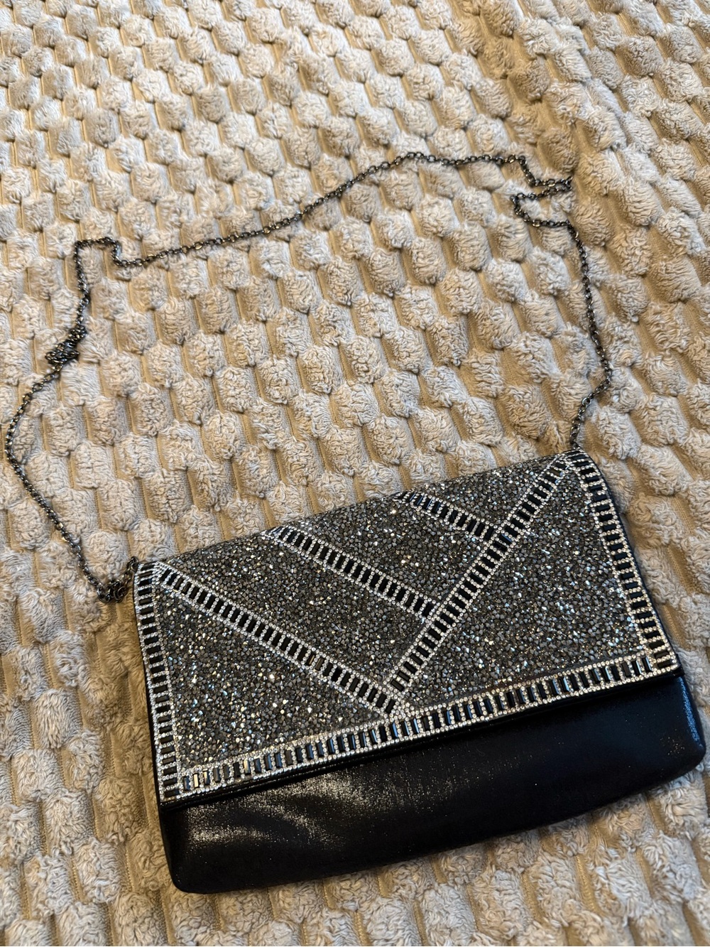 Lulu Townsend Rhinestone Evening Clutch – Black & Silver